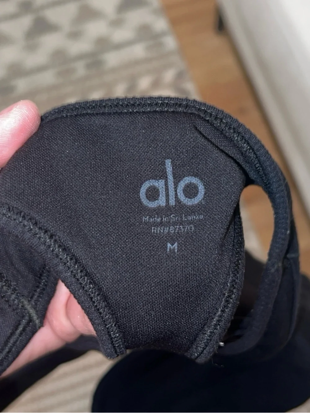 ALO Yoga Black Ribbed Racerback Sports Bra